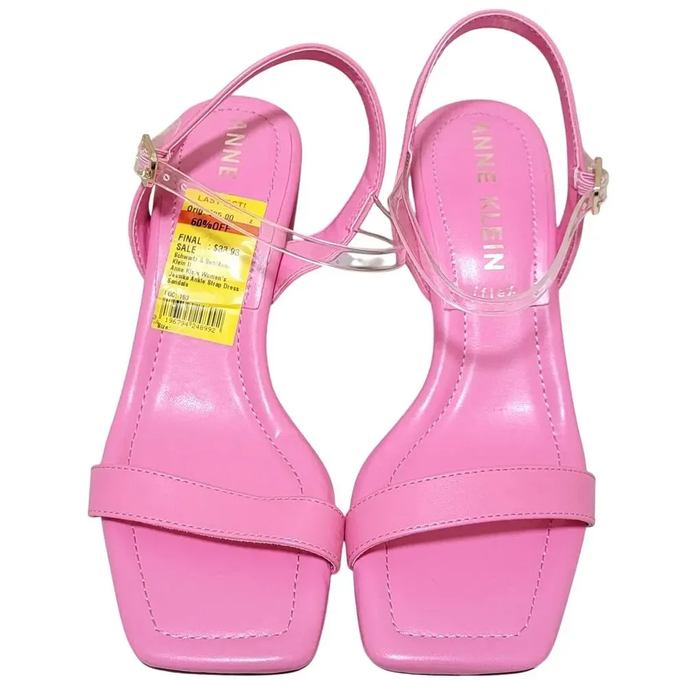 Anne Klein Women Block Heel Ankle Strap Sandals Jessika Size US 5.5M Pink